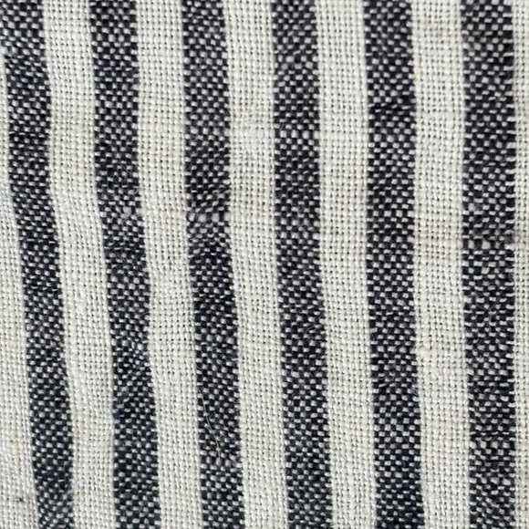 Len Ok S Black White Linen Striped tunic short sleeve summer Dress with pockets - Picture 6 of 6